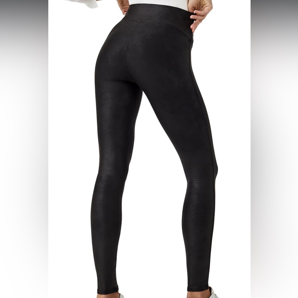 SPANX- faux leather (matte) fleece lined leggings- run small!